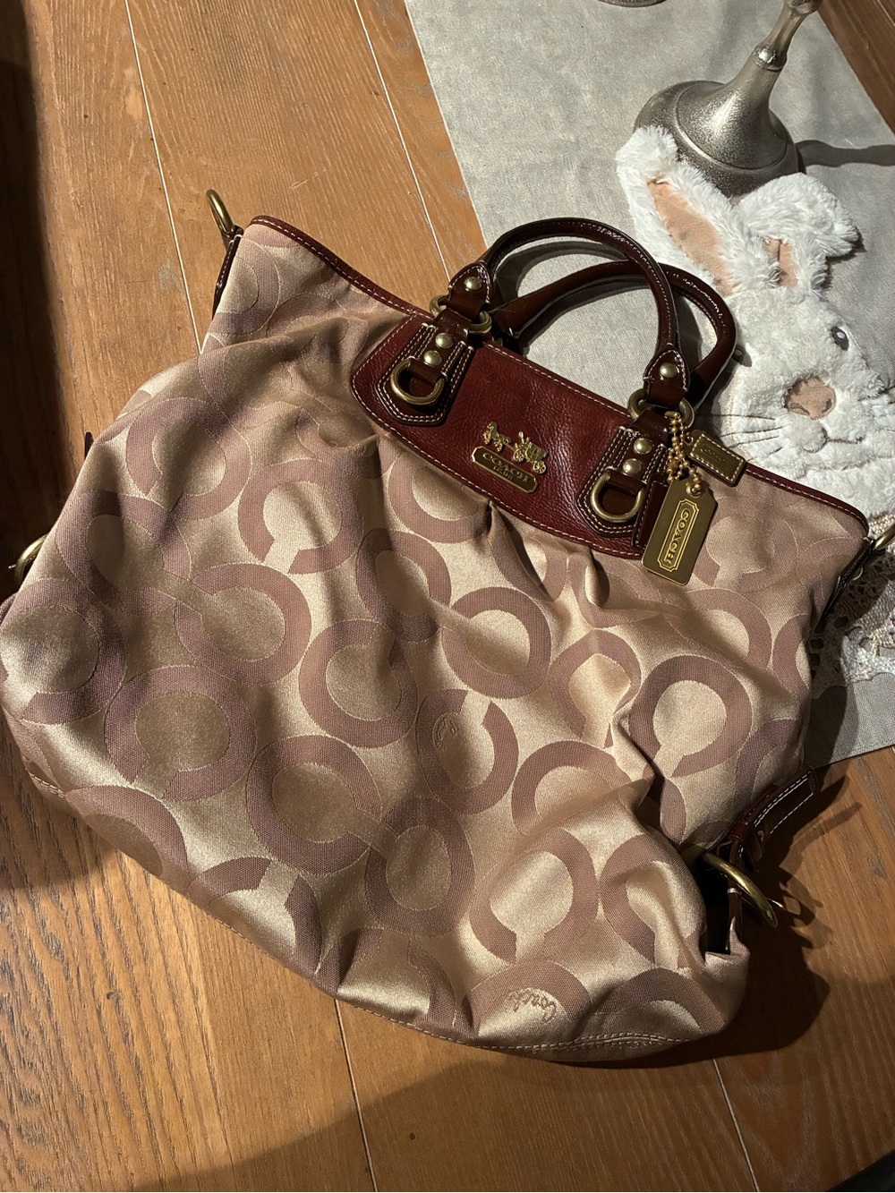 Coach Tote in Brown and Tan Signature Canvas